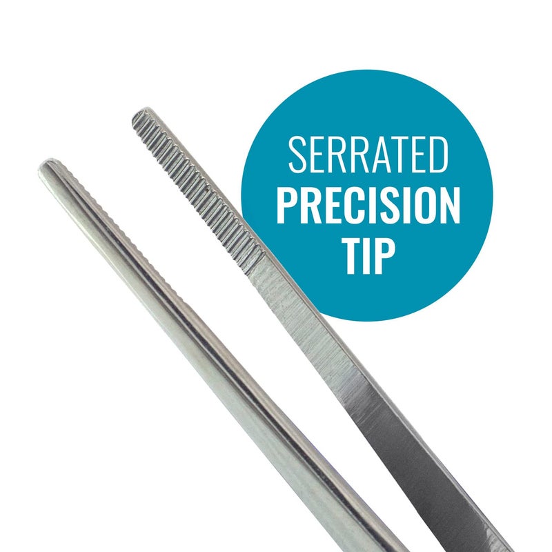 MABIS Surgical Tweezers and Dressing Forceps, 5.5 inches long, Serrated, Stainless Steel - Image 3