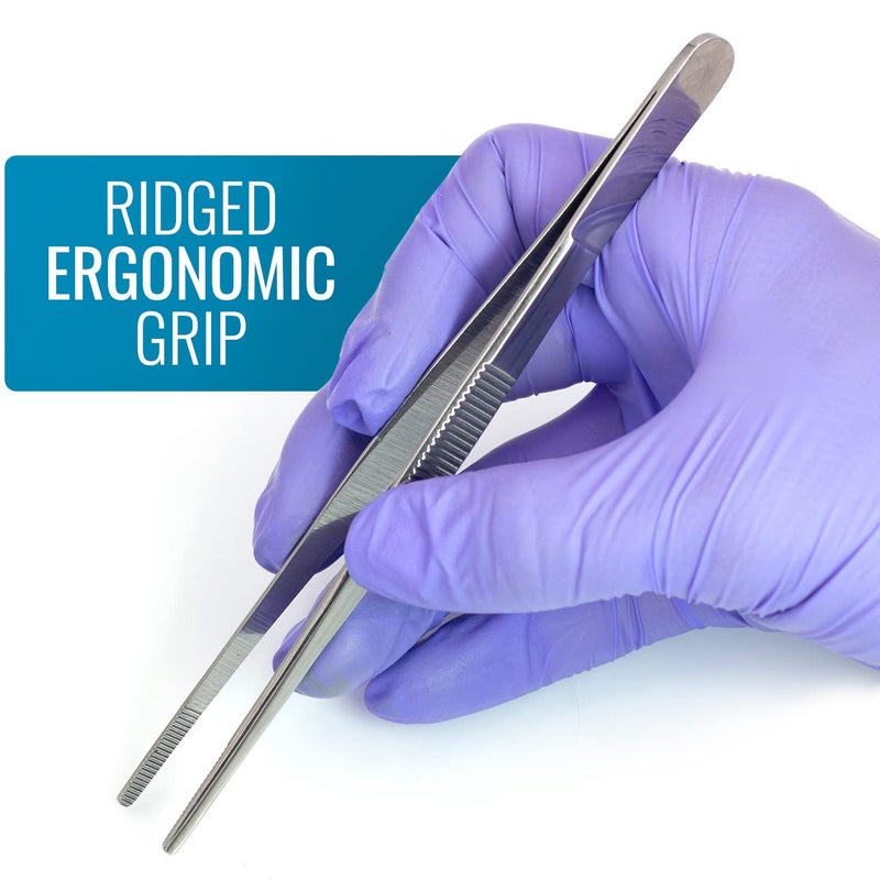 MABIS Surgical Tweezers and Dressing Forceps, 5.5 inches long, Serrated, Stainless Steel - Image 5