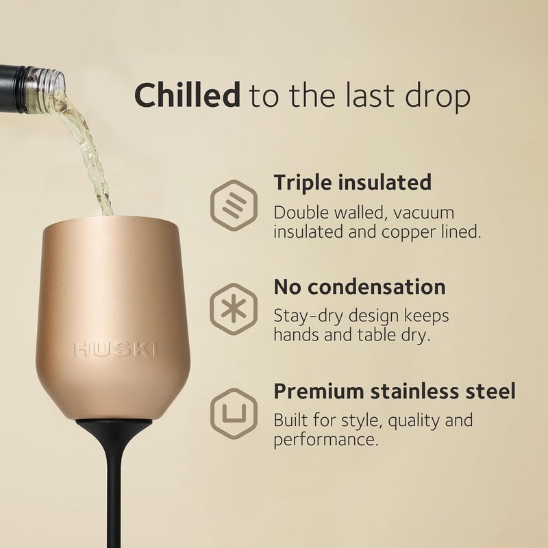 Huski Wine Tumbler 2.0 | NEW | Award-winning Design with Detachable Stem | Premium Stainless Steel Wine Glass with Lid | Triple Insulated Tumbler | 12oz Capacity | Great Gift (Stone Grey) - Image 3