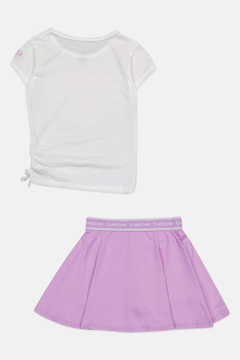 bebe Toddlers Girl 2 Pcs Cap Sleeve Outdoor Top And Skort Set, Multicolor - Image 3