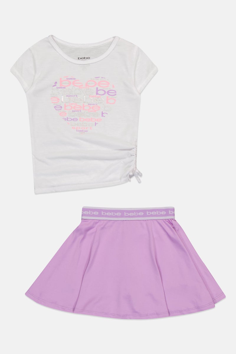 bebe Toddlers Girl 2 Pcs Cap Sleeve Outdoor Top And Skort Set, Multicolor - Image 2