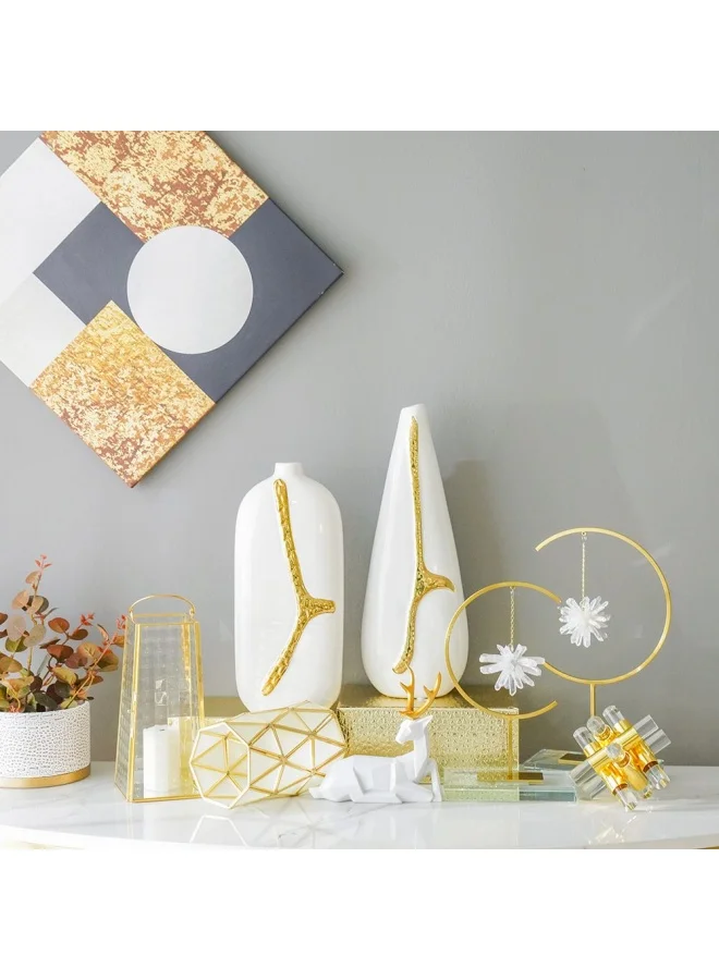 DANUBE HOME Serengeti Crystal Abstract Table Decor Modern Decorative Ornaments for Home Living Room Bedroom Office Decor  Gold 26X8X16.5Cm