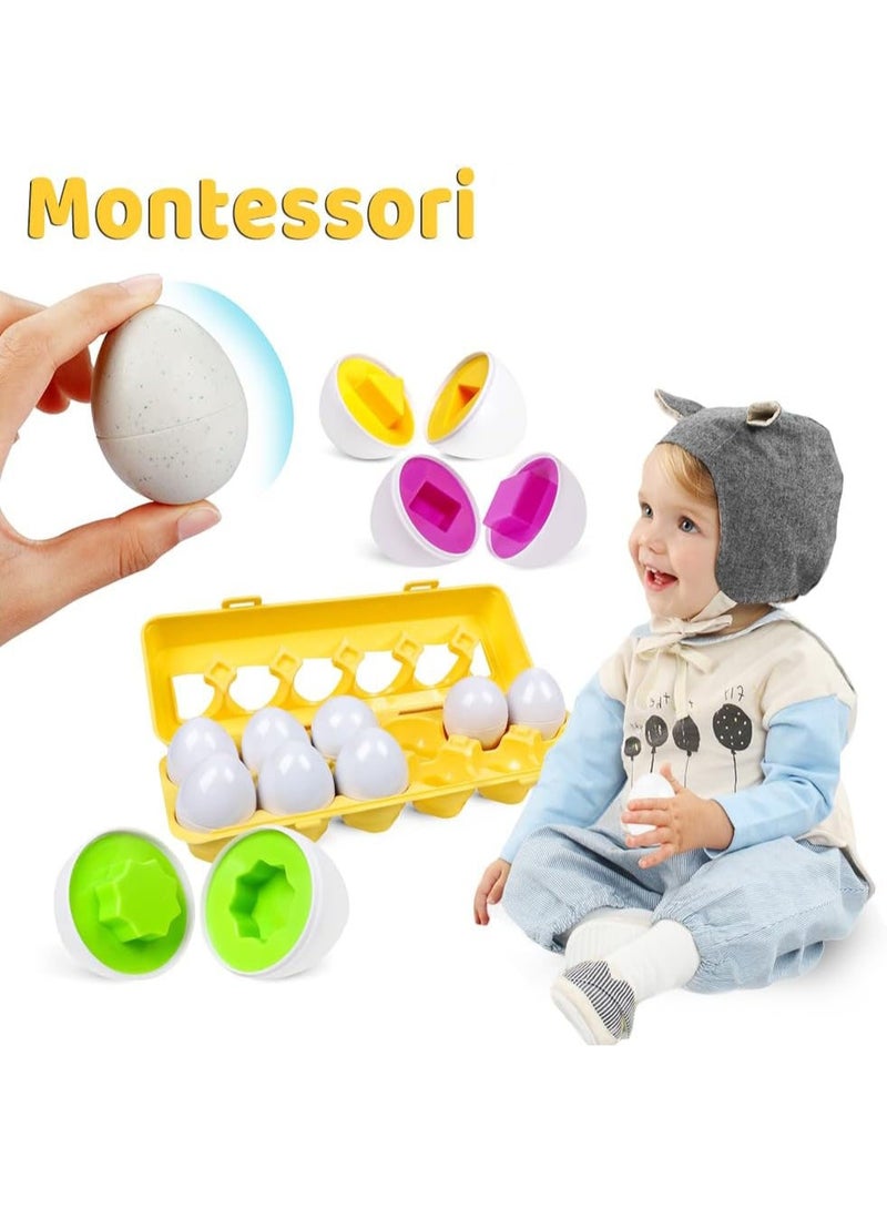BEYTOR Montessori Matching Eggs Toys for Toddlers | Educational Color & Shape Sorter | Smart Egg Puzzle for Fine Motor Skills | Baby Learning Toy 1 2 3 Years - Image 2