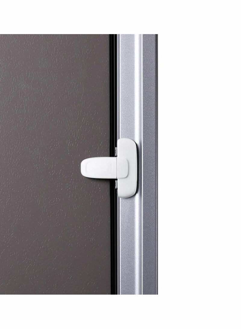 SOLARAE 2 PCS Home Fridge Freezer Door Lock Latch Catch Toddler Kids Child Refrigerator Cabinet Locks Baby Safety Child Lock Easy to Install and Use 3M Adhesive no Tools Need or Drill White - Image 1