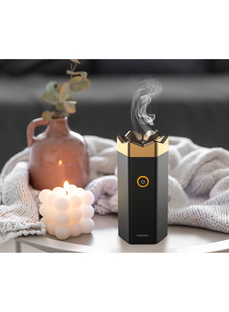 porodo Lifestyle Osisi Mist Electronic Bakhour Burner with Full Burning Session and 3600mAh Battery / Portable Fragrance Bakhoor / Luxury Scent Oud - Black - Image 4