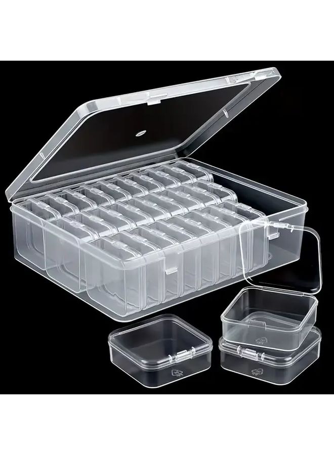 Transparent Plastic Storage Box Set With 30 Compartments For Crafts Beads Hair Accessories Jewelry Hardware Gadget Container Portable Storage Box - Image 2
