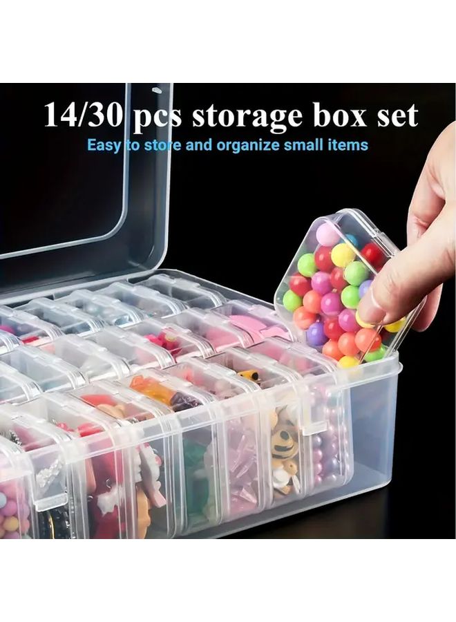 Transparent Plastic Storage Box Set With 30 Compartments For Crafts Beads Hair Accessories Jewelry Hardware Gadget Container Portable Storage Box - Image 1