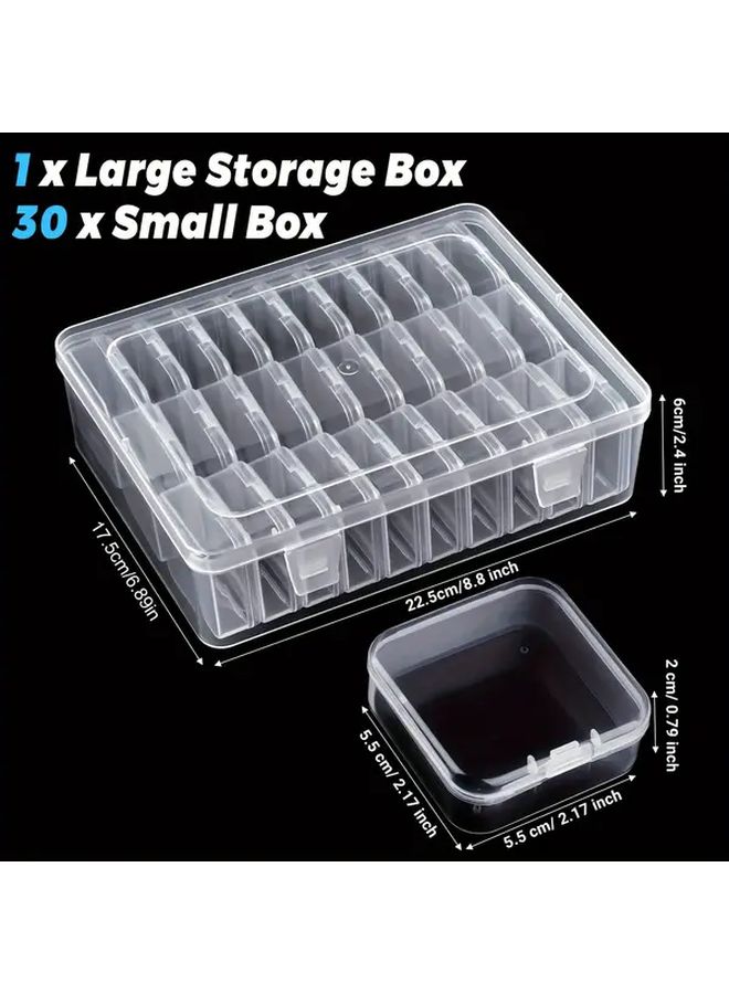 Transparent Plastic Storage Box Set With 30 Compartments For Crafts Beads Hair Accessories Jewelry Hardware Gadget Container Portable Storage Box - Image 3