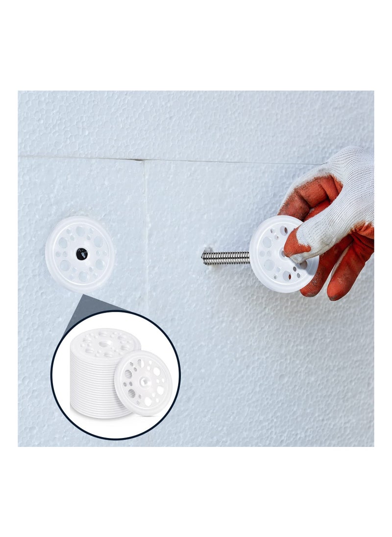 SYOSI - 45 mm Plastic Washers, Load Spreading Polypropylene Washers for Fixing and Supporting Rigid Foam Insulation Foam Board Load Spreading for Screws Nail, Remove it Easily, Insulation (100 Pcs) - Image 1