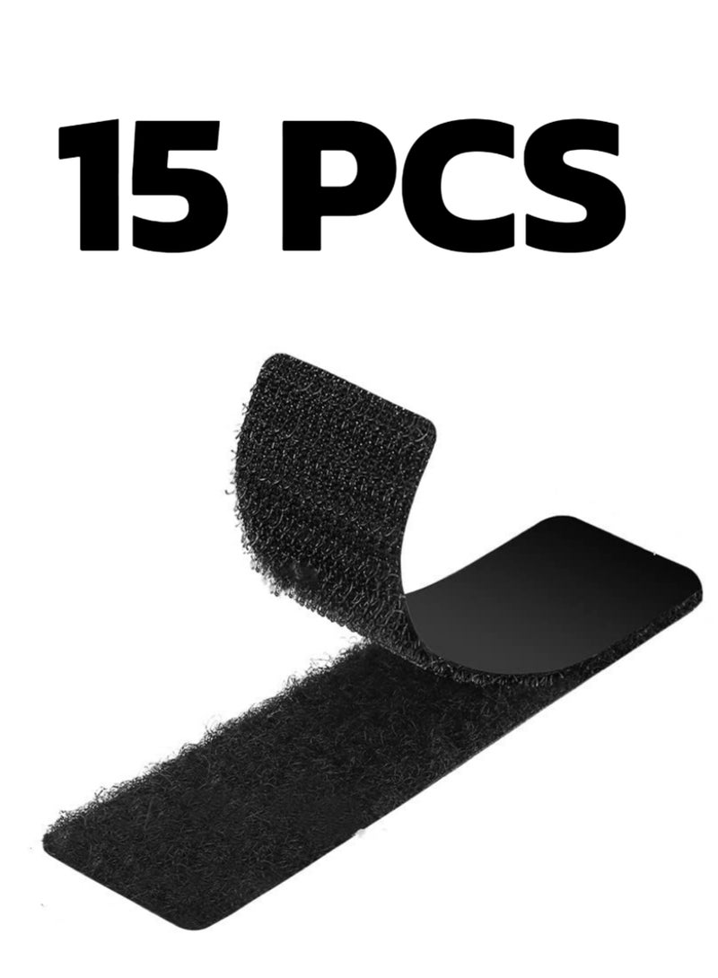 phomemo 15 PCS Strips with Adhesive, Strong Double Sided Tape with Hook and Loop (Black)  - Image 2