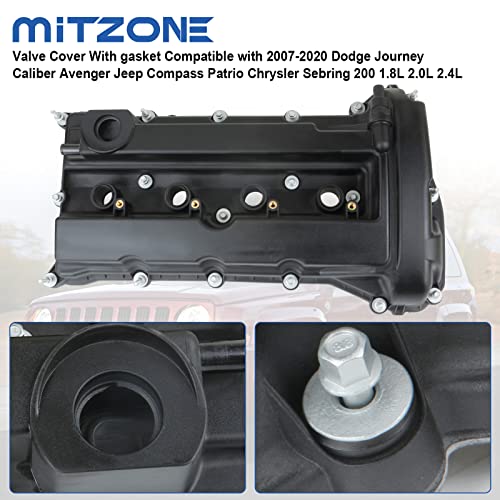MITZONE Valve Cover with Gasket Compatible with 2007-2020 Dodge Journey Caliber Avenger Jeep Compass Patrio Chrysler Sebring 200 1.8L 2.0L 2.4L - Image 4