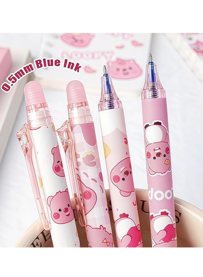 6 Pcs Erasable Pens 0.5mm,  Cute Animal Cartoon  capybara Design，Writing Pen for Gilrs Boys School Office School Supplies(Blue) - Image 4
