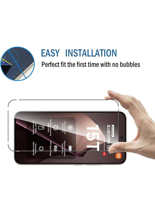 YJS 2 Pcs Xiaomi 15T Pro 5G Screen Protector, 9H Tempered Glass Screen Protector for Xiaomi 15T Pro 5G, Full Coverage Bubble-Free Tempered Film, Anti-Scratch Film - Image 4