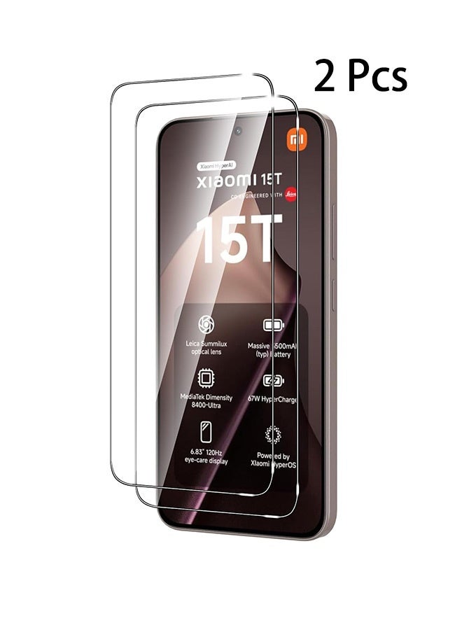YJS 2 Pcs Xiaomi 15T Pro 5G Screen Protector, 9H Tempered Glass Screen Protector for Xiaomi 15T Pro 5G, Full Coverage Bubble-Free Tempered Film, Anti-Scratch Film - Image 1