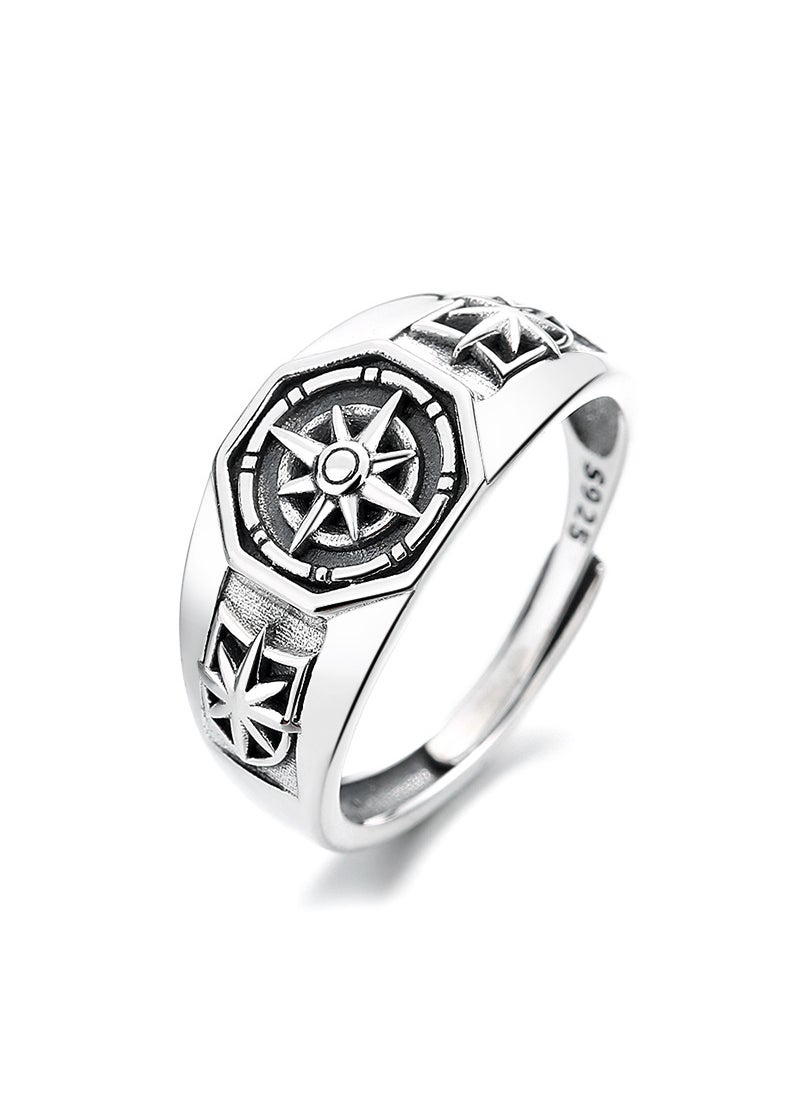 Generic - Yun Chao Xuan S925 Sterling Silver Japanese and Korean Retro Animation Magic Array Pattern Trend Hip Hop Punk Open Ring for Men and WomenYfj526/about 3.6 grams Yfj526/about 3.6 grams - Image 1