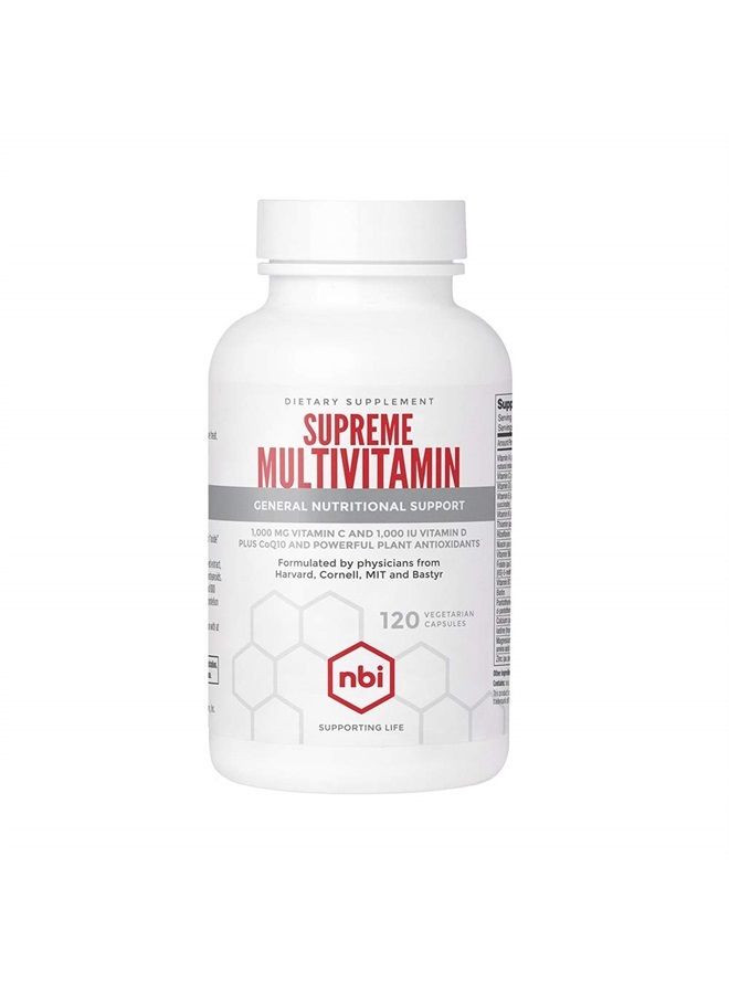 NBI Supreme Daily Multivitamin with Vitamin A, C, D, E, K, B6, and B12 | Multi Mineral Supplement for Men & Women | 120ct Veggie Capsules - Image 1