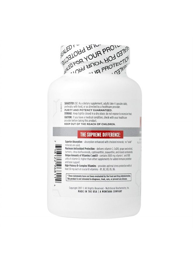 NBI Supreme Daily Multivitamin with Vitamin A, C, D, E, K, B6, and B12 | Multi Mineral Supplement for Men & Women | 120ct Veggie Capsules - Image 3