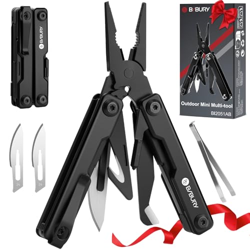BIBURY Mini Multitool Pliers BI2051AB, Mini EDC Multi Tool with Pocket Clip for Outdoor Survival, Gifts for Men and Women, Gifts for Him Husband Boyfriend, Essential EDC Gear Tool - Image 1
