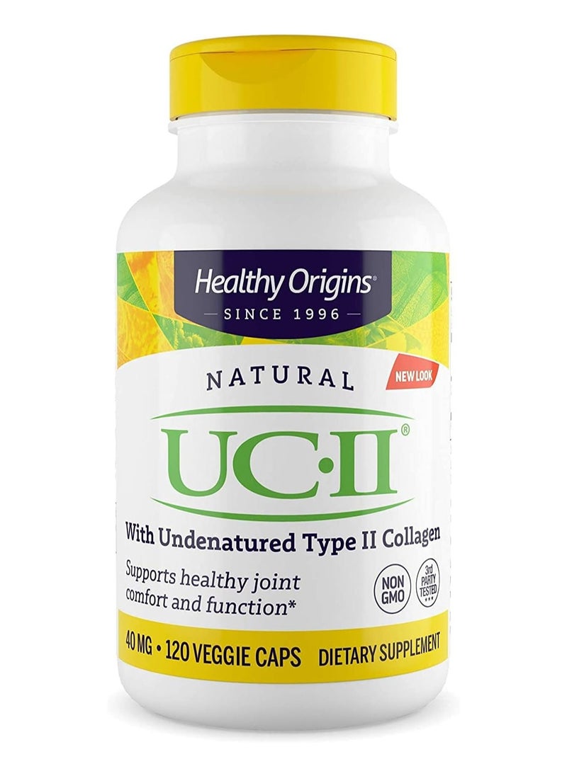 Healthy Origins UC-II, 40 mg - Supports Healthy Joint Comfort and Function - Undenatured Type II Collagen - Gluten-Free & Non-GMO Supplement - 120 Veggie Caps  - Image 1