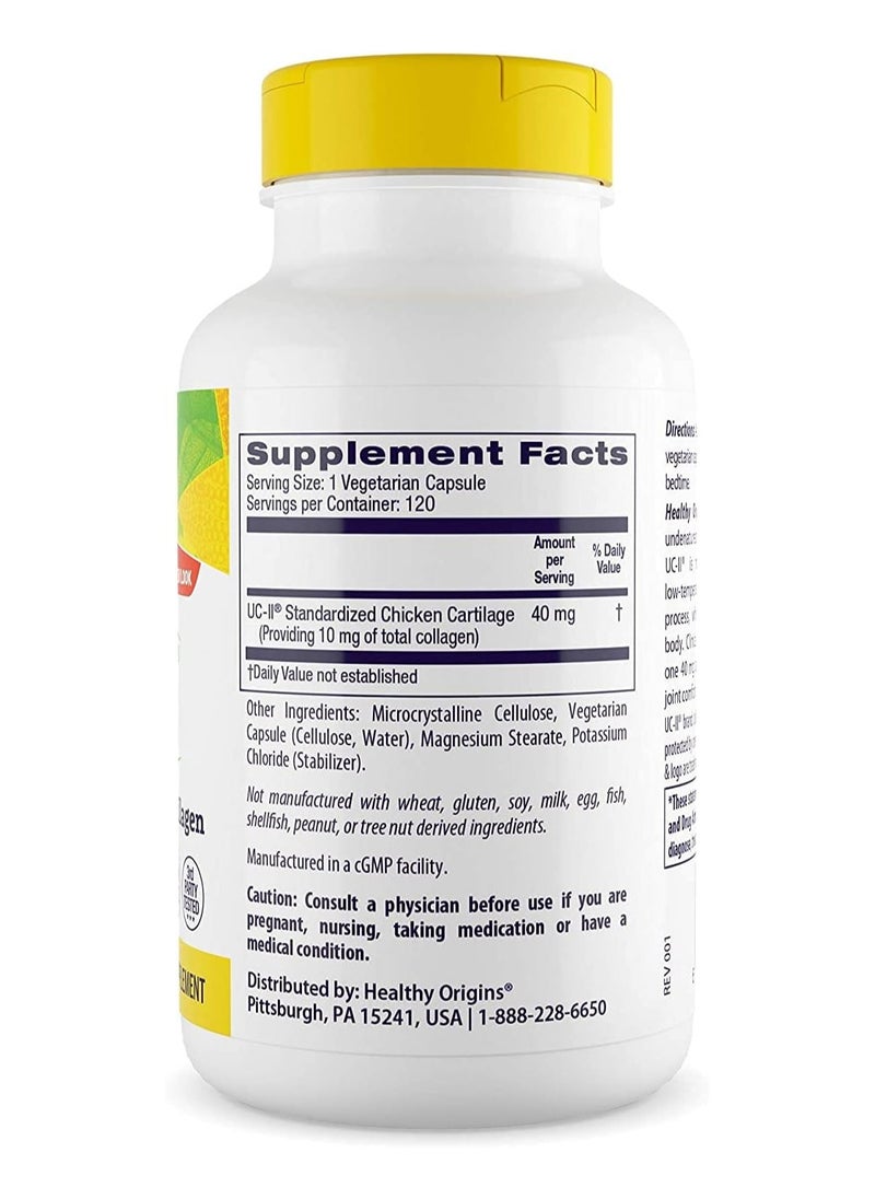 Healthy Origins UC-II, 40 mg - Supports Healthy Joint Comfort and Function - Undenatured Type II Collagen - Gluten-Free & Non-GMO Supplement - 120 Veggie Caps  - Image 2