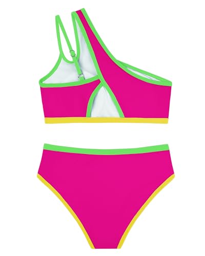 Redair Girls Swimsuits Size 10-12 One Shoulder Bikini Set Two Piece Bathing Suit Color Block Teen Girl Tankini - Image 5