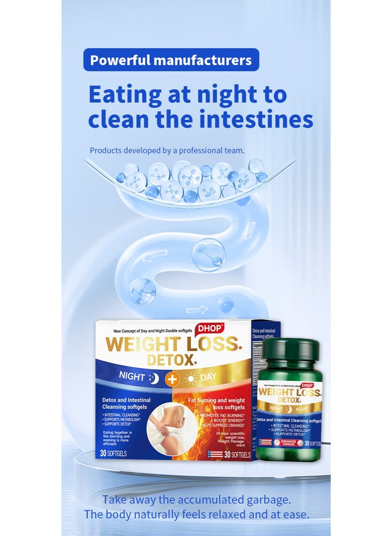 DHOP Weight Loss Detox Softgels Set, Day&Night Fat Burning & Intestinal Cleansing, Top Weight Management Supplements - Image 3
