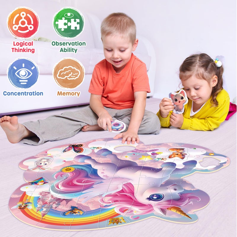 SYNARRY Unicorn Floor Puzzles for Kids Ages 4-6, Large 45 Piece Floor Puzzles for Kids Ages 4-8, Puzzles for Toddlers 3-5, Unicorn Toys Easter Basket Stuffers Gifts for 3 4 5 6 7 8 Year Old Girls - Image 5
