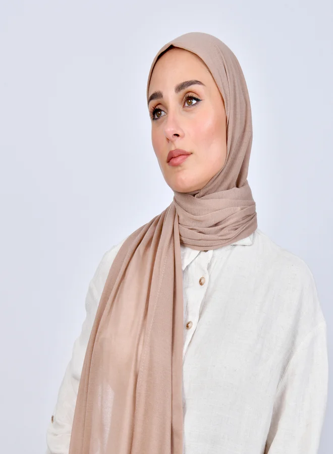 عبايات حوراء طرحة قطن ربع مبطنة من الامام بخياطة - بيج