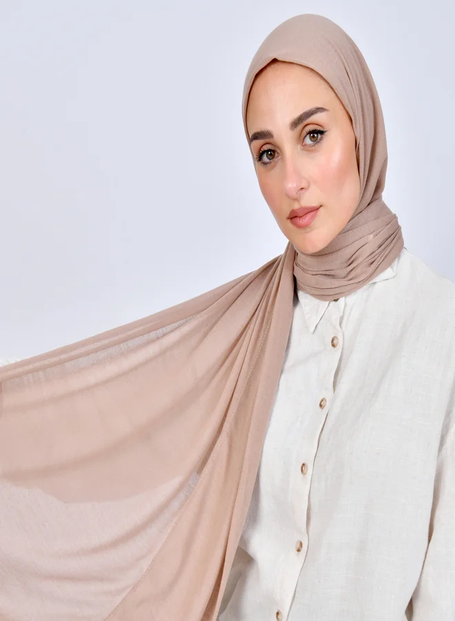 عبايات حوراء طرحة قطن ربع مبطنة من الامام بخياطة - بيج