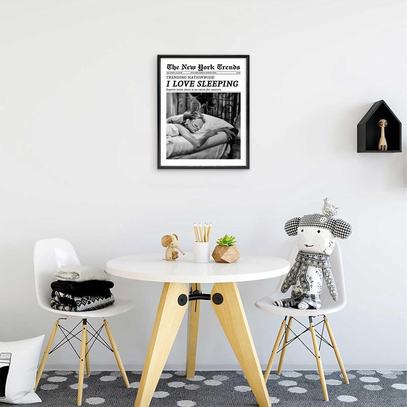 KBKBART Black and White Wall Art I Love Sleeping Funky Girly Room Decor Canvas Prints for Dorm Aesthetic 12x16in Black Frame - Image 5