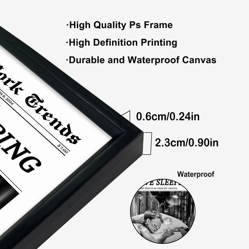 KBKBART Black and White Wall Art I Love Sleeping Funky Girly Room Decor Canvas Prints for Dorm Aesthetic 12x16in Black Frame - Image 3