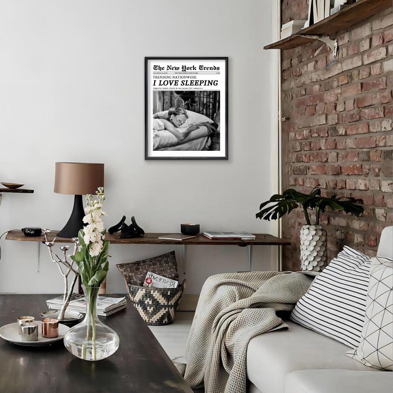KBKBART Black and White Wall Art I Love Sleeping Funky Girly Room Decor Canvas Prints for Dorm Aesthetic 12x16in Black Frame - Image 2
