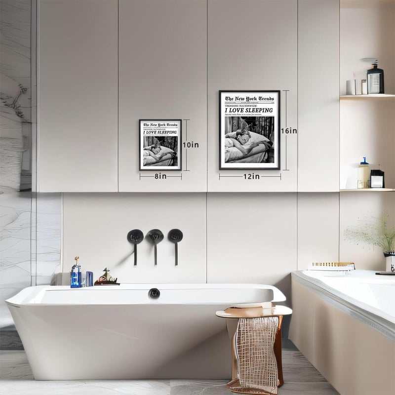 KBKBART Black and White Wall Art I Love Sleeping Funky Girly Room Decor Canvas Prints for Dorm Aesthetic 12x16in Black Frame - Image 4