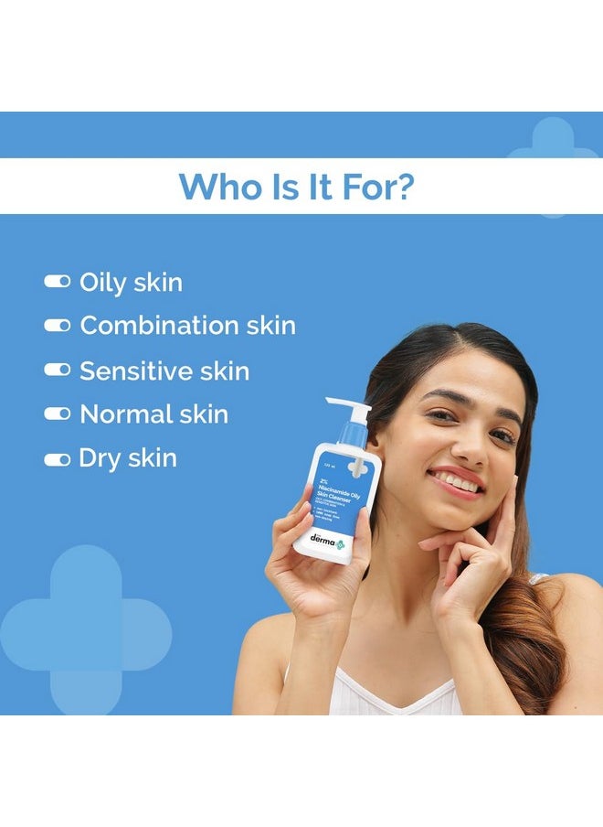 THE derma Co - 2% Niacinamide Oily Skin Cleanser For Sensitive, Oily & Combination Skin | Non-Irritant | 100% Soap-Free | Non-Drying | Gently Cleanses Makeup | Pack Of 2 | 250 Ml - Image 1