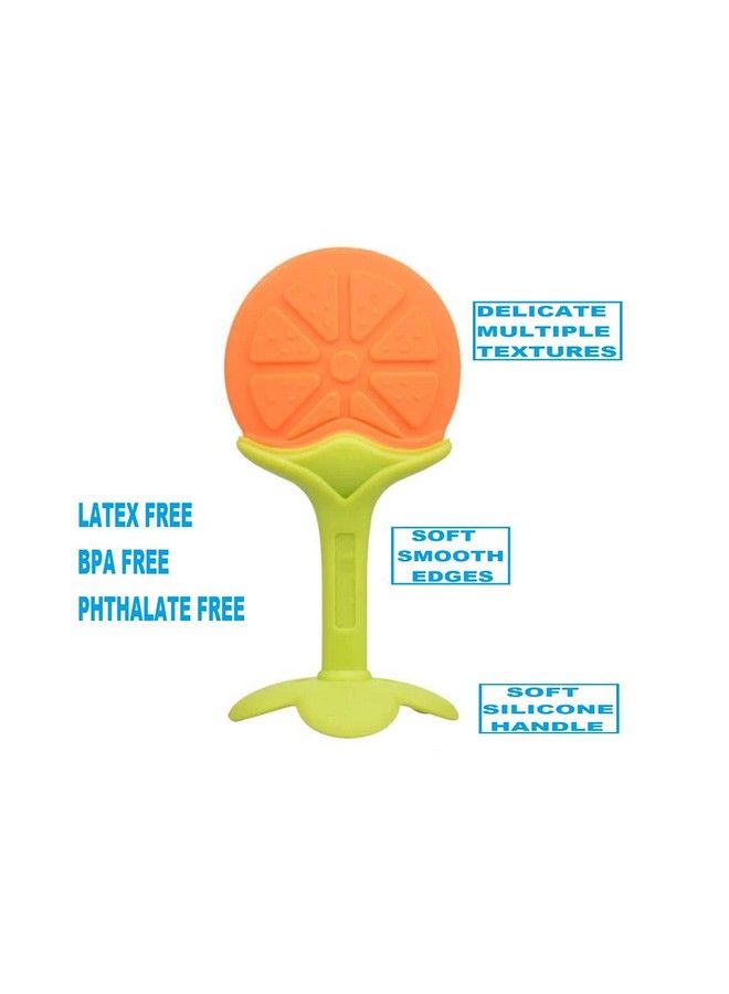 Alya The Cheeky Kidzz Fruit Shape Silicone Teether Teething Toys For Baby Textured Molar Teeth Soother Massage; Infants Dental Care Baby Teether (Or Pi Ph Pack Of 3) - Image 3
