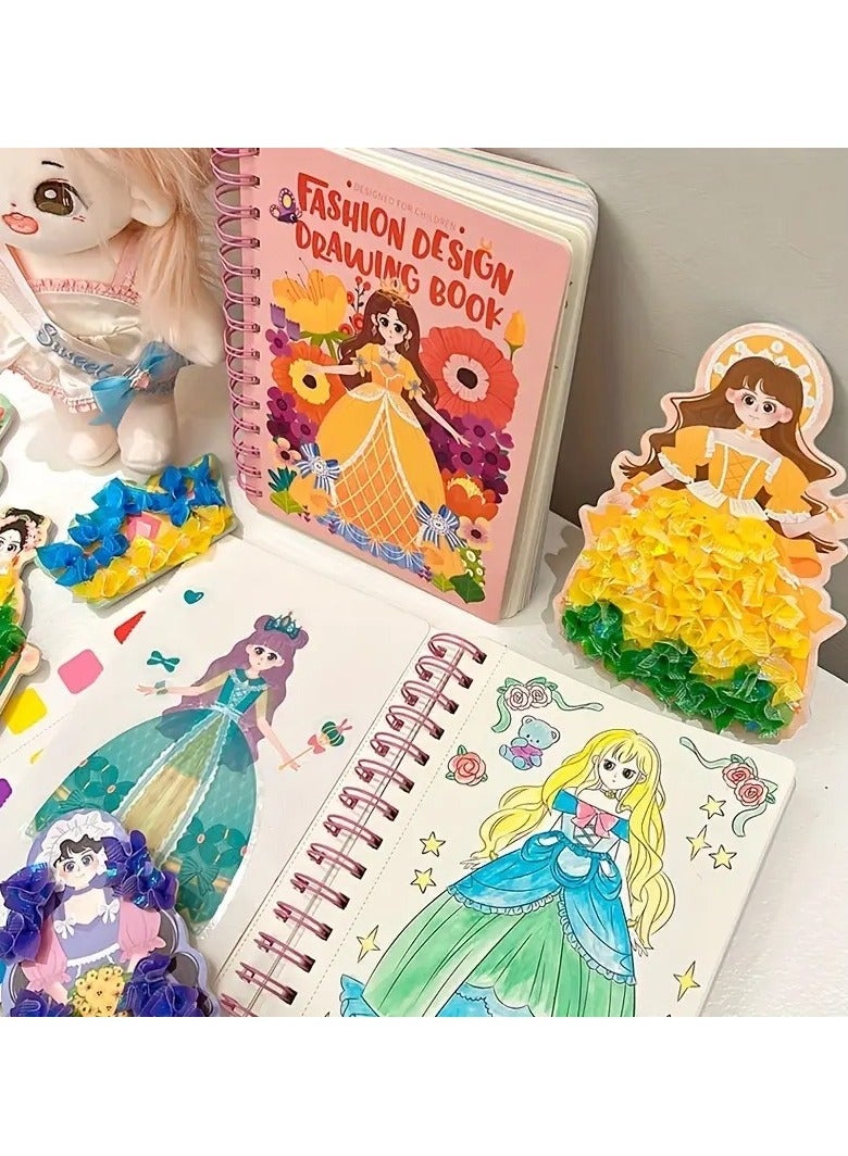 ELLEGLAM 3-in-1 Princess Dress-Up Activity Book for Kids – Includes Watercolor Puzzle, Stickers & DIY Paper Craft Kit – Art Toy for Girls, Princess Drawing & Creative Play - Image 4