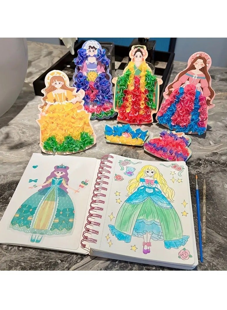 ELLEGLAM 3-in-1 Princess Dress-Up Activity Book for Kids – Includes Watercolor Puzzle, Stickers & DIY Paper Craft Kit – Art Toy for Girls, Princess Drawing & Creative Play - Image 5