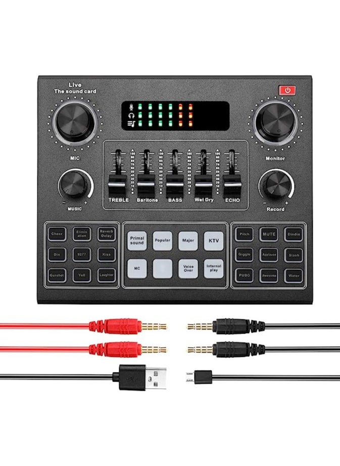 Generic - V9 Live Sound Card Bluetooth Accompaniment Audio Mixer with Sound Effects For Broadcasting Recording Network Singing on Phones Laptop - Image 1