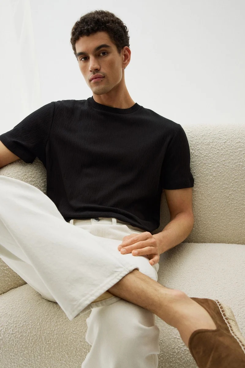 H&M Regular Fit Textured T-shirt