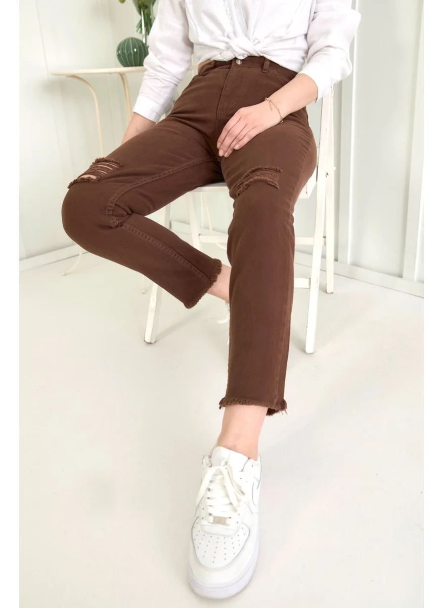 Tofisa 11603-BROWN Gabardine Trousers