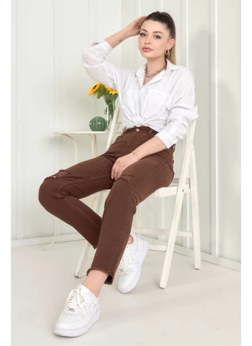 Tofisa 11603-BROWN Gabardine Trousers