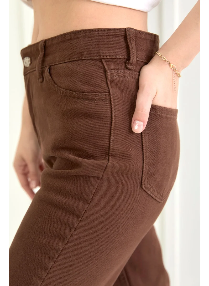 Tofisa 11603-BROWN Gabardine Trousers