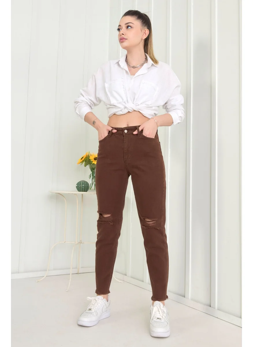 Tofisa 11603-BROWN Gabardine Trousers