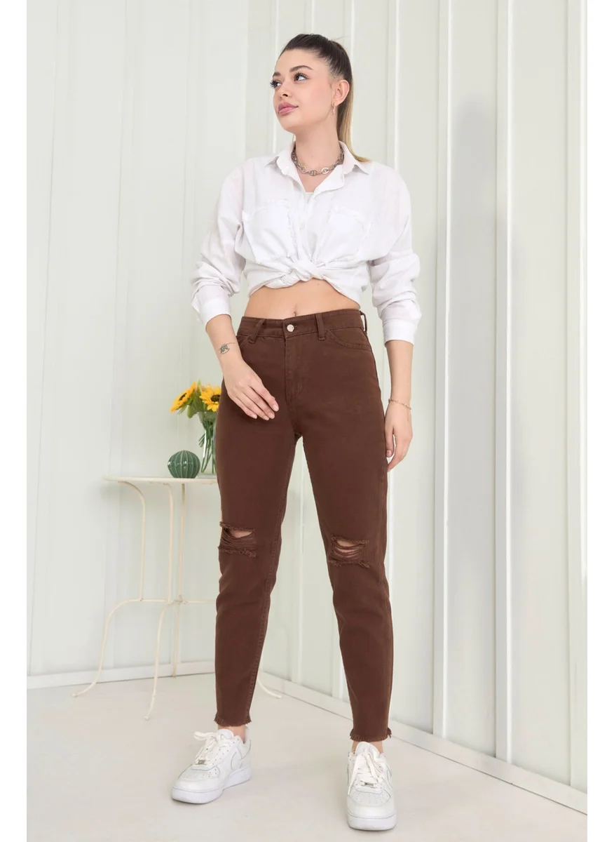 Tofisa 11603-BROWN Gabardine Trousers
