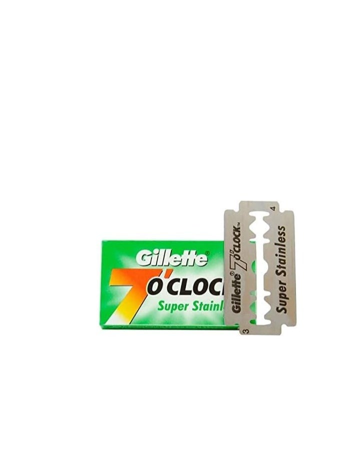 Gillette - 7 O'clock Super Stainless Double Edge Safety Razor Blades 100 Count (20packs of 5) - Image 1