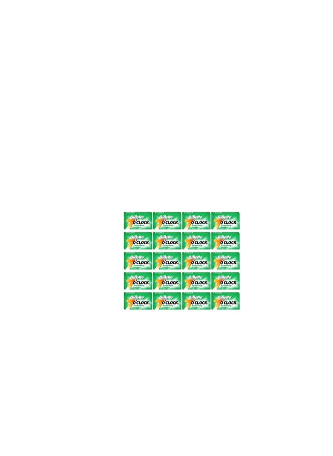 Gillette - 7 O'clock Super Stainless Double Edge Safety Razor Blades 100 Count (20packs of 5) - Image 1