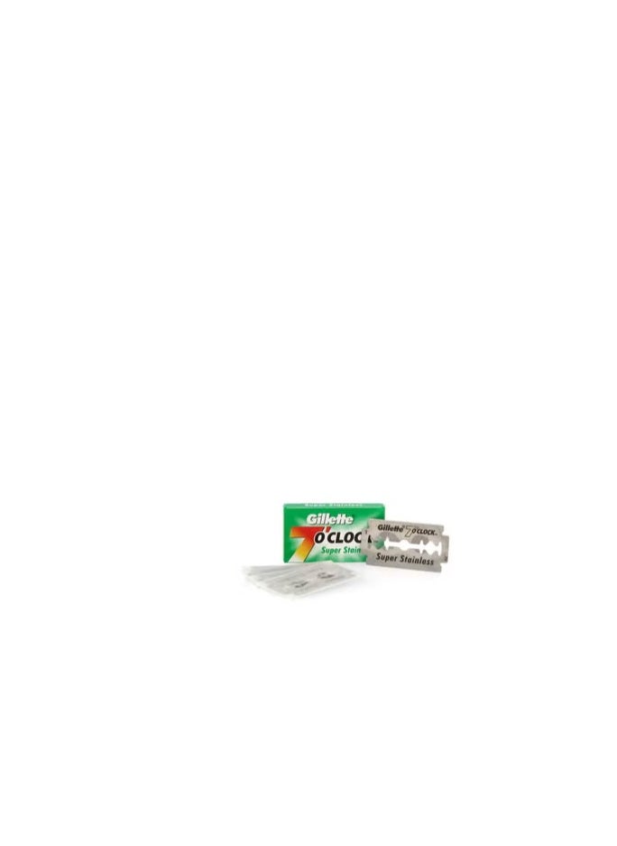 Gillette - 7 O'clock Super Stainless Double Edge Safety Razor Blades 100 Count (20packs of 5) - Image 1