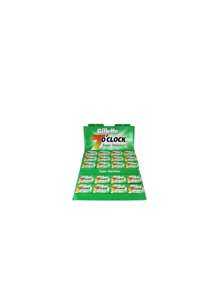 Gillette - 7 O'clock Super Stainless Double Edge Safety Razor Blades 100 Count (20packs of 5) - Image 1