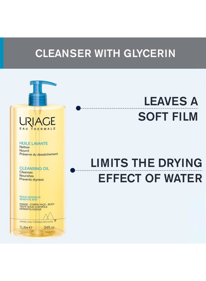 URIAGE Cleansing Oil |2-in-1: Gently Cleanses & Moisturizes, Foaming Shower Oil, For all Ages and Skin Types, Face & body, Light Fragrance, Soap-Free, Physiological pH, Sensitive Skin 1L / 33.81 Fl oz - Image 3