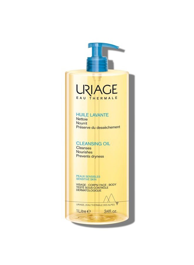 URIAGE Cleansing Oil |2-in-1: Gently Cleanses & Moisturizes, Foaming Shower Oil, For all Ages and Skin Types, Face & body, Light Fragrance, Soap-Free, Physiological pH, Sensitive Skin 1L / 33.81 Fl oz - Image 1
